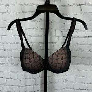 Soma Full Coverage Underwire Black and Nude Lace Bra Size 32DDD